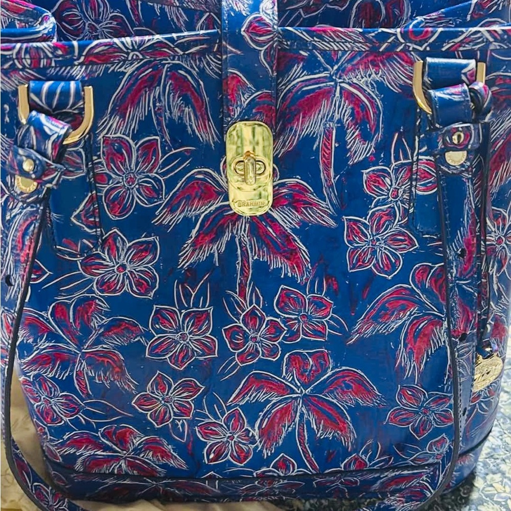Brahmin Blue and Red Shoulder Bag